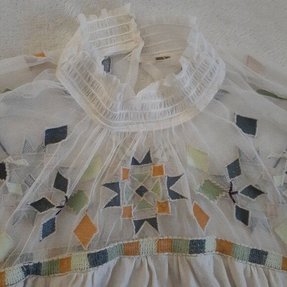 Free People Cream and Multicolor Embroidered Blouse - Picture 6 of 15
